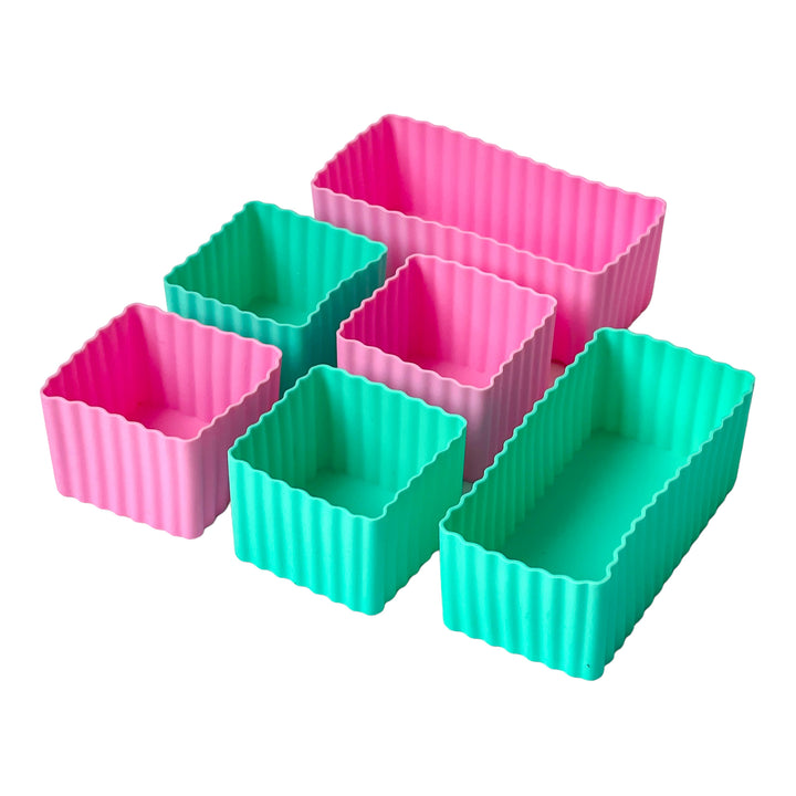 Mini Silicone Bento Cup Set of 6 - Pink Aqua