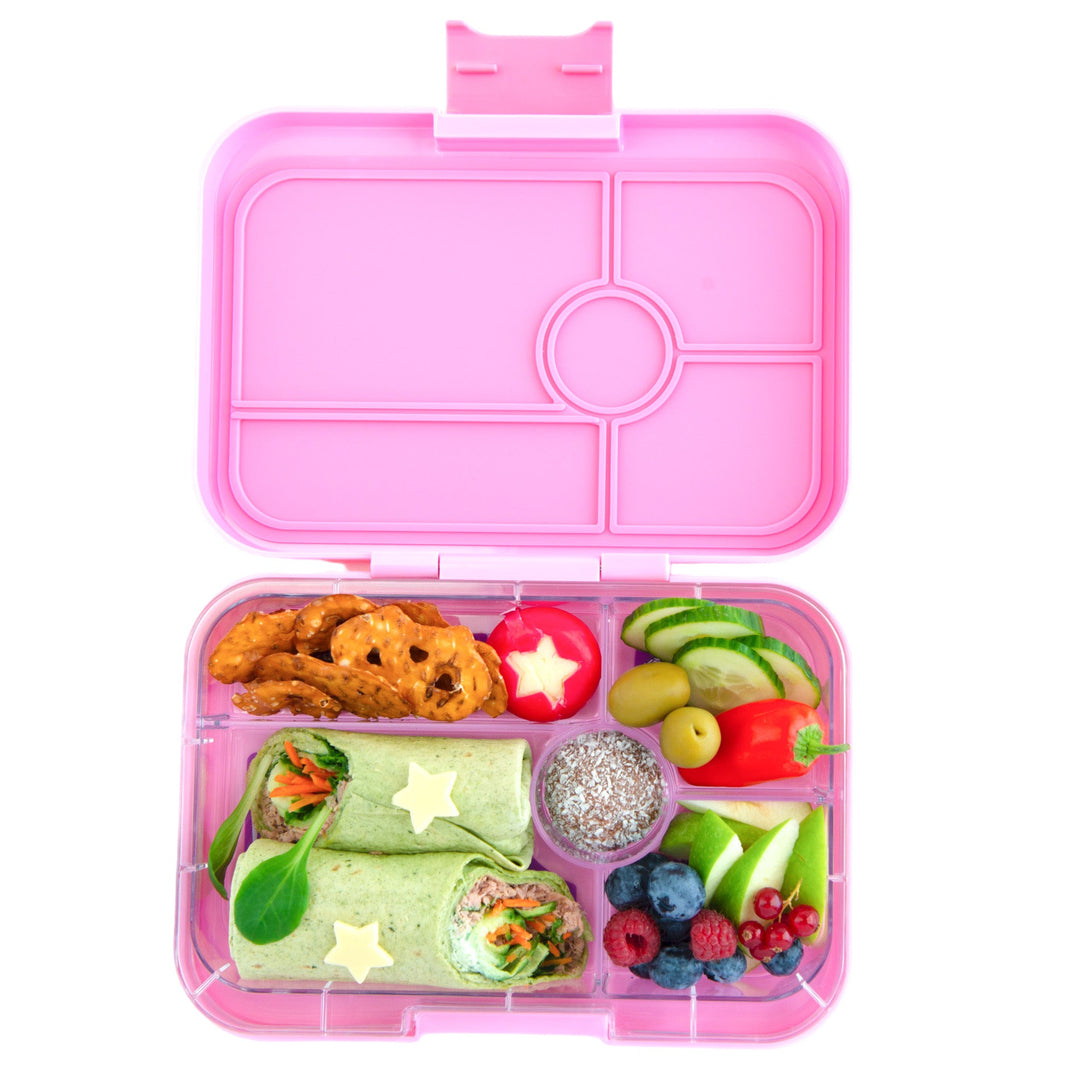 Leakproof Yumbox Tapas Bento Lunch Box - 5 Compartment - Capri Pink with Jungle Tray