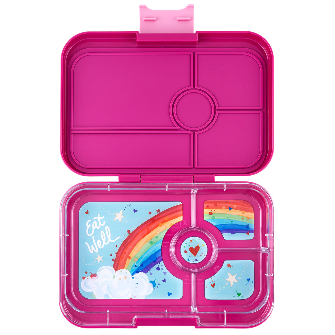 Leakproof Yumbox Tapas Bento Lunch Box - 4 Compartment - Malibu Purple with Rainbow Tray