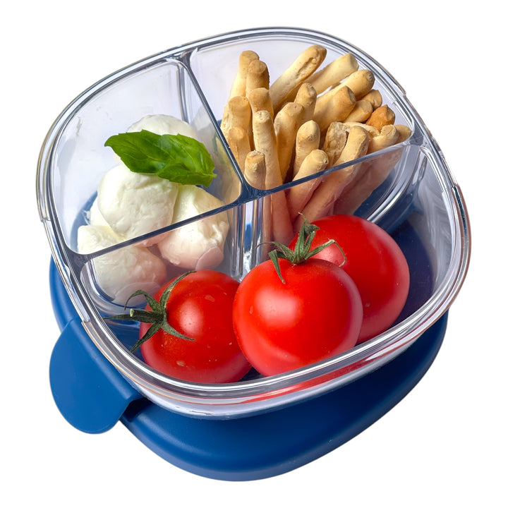 3 Compartment Leakproof Snack Bowl - Navy Blue