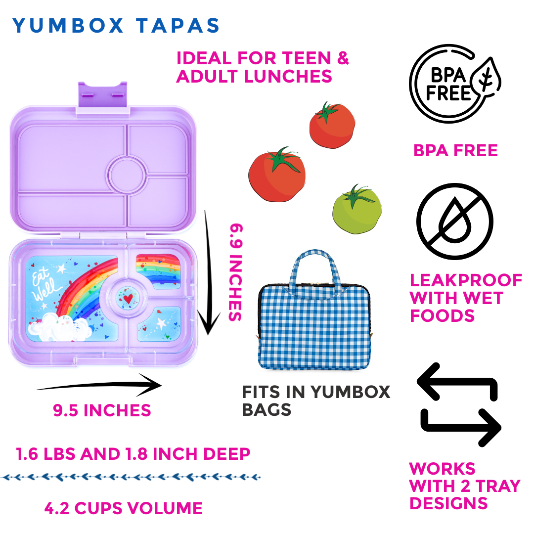 Leakproof Yumbox Tapas Seville Purple - 4 Compartment - Rainbow Tray - Largest Size Bento