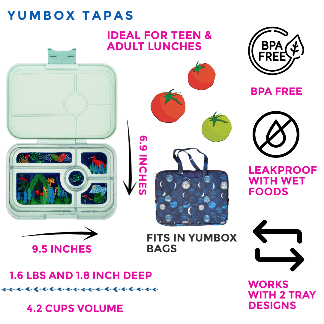 Tapas Large Leakproof Bento Lunch Box 5 Compartments · Pistachio Green Jungle