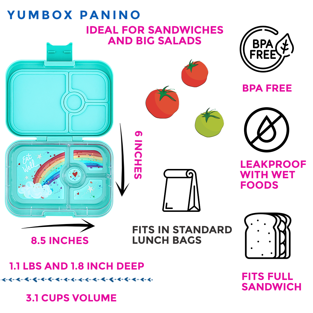 Leakproof Sandwich Friendly Bento Box - Miami Aqua (Rainbow)