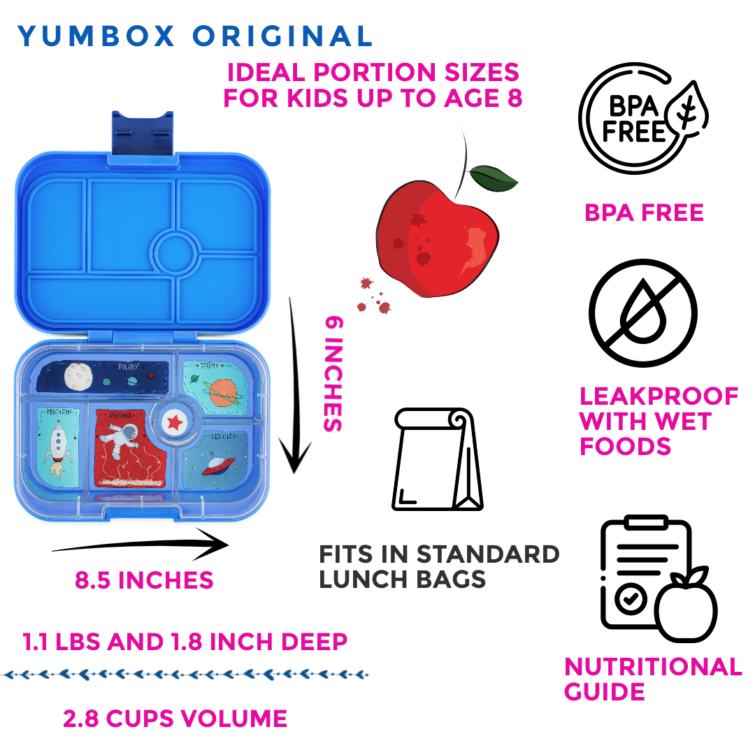 Leakproof Bento Box for Kids - Yumbox Original Surf Blue (Rocket)