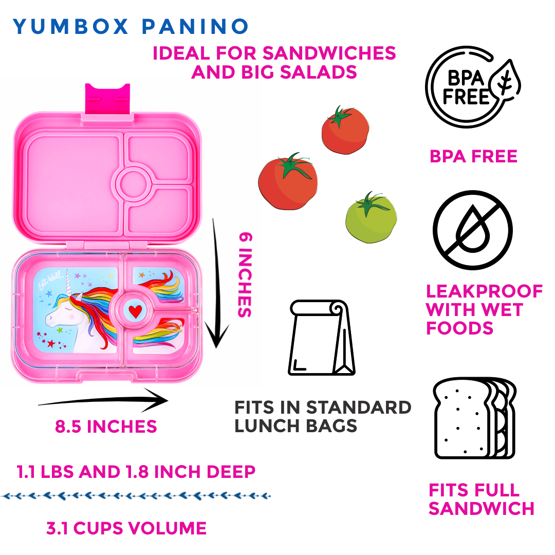 Leakproof Sandwich Friendly Bento Box - Yumbox Power Pink (Unicorn)