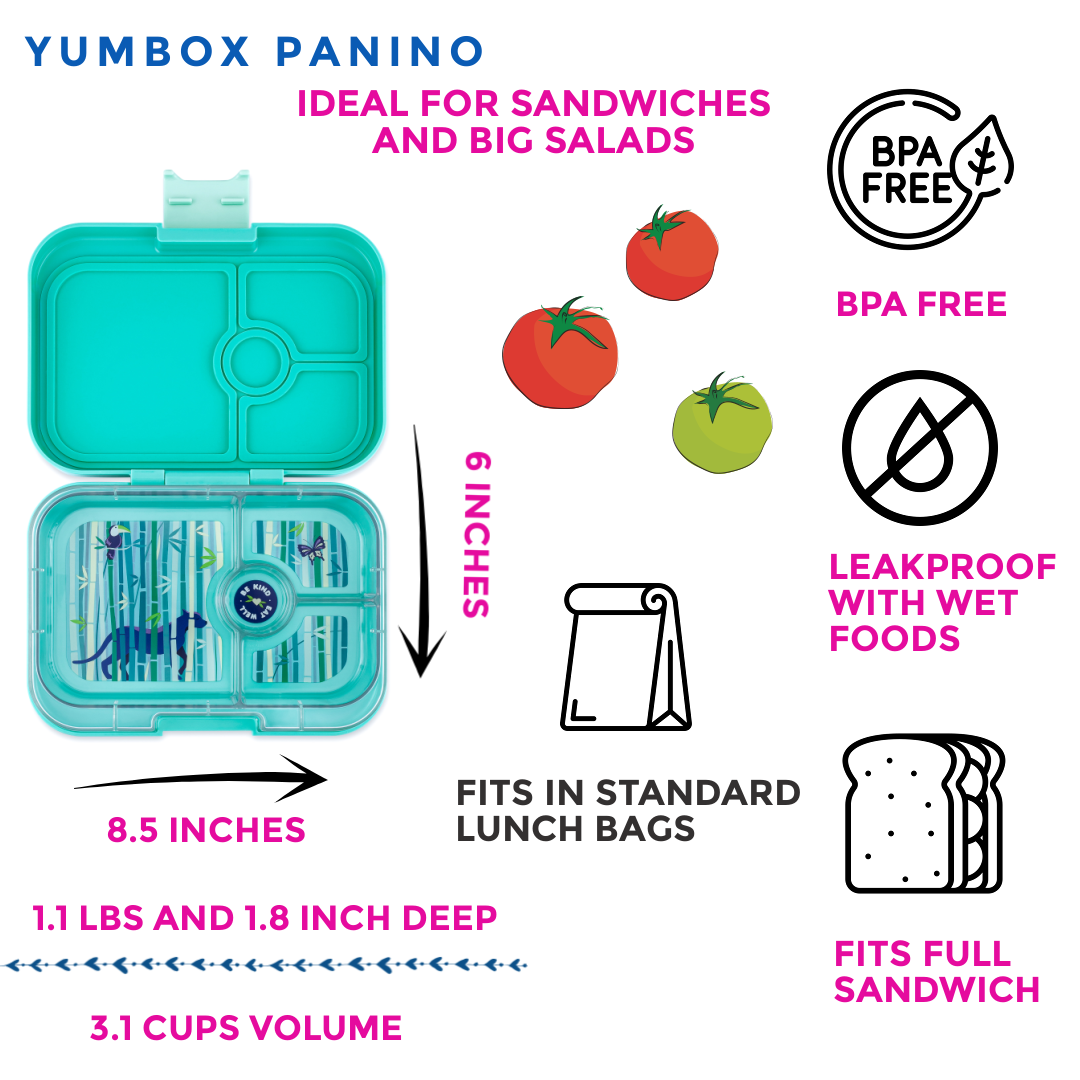 Leakproof Sandwich Friendly Bento Box - Yumbox Tropical Aqua