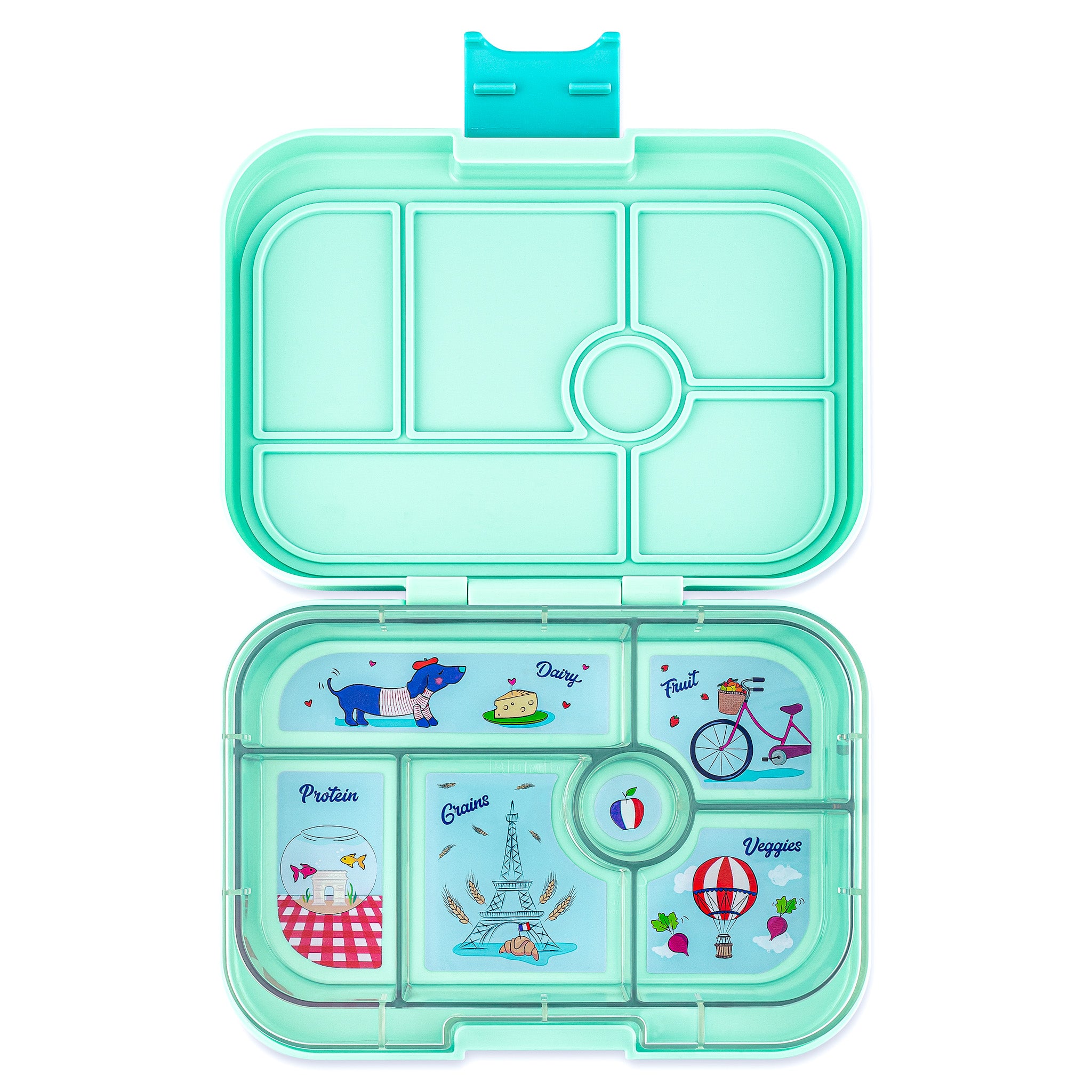 Leakproof Kids Bento Box - Yumbox Original Serene Aqua With Paris Them