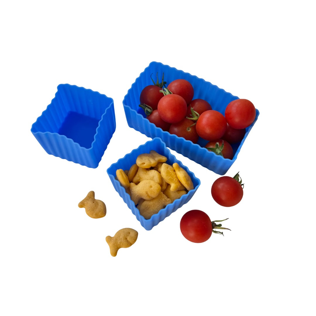 Mini Silicone Bento Cups · Set of 3 · Blue