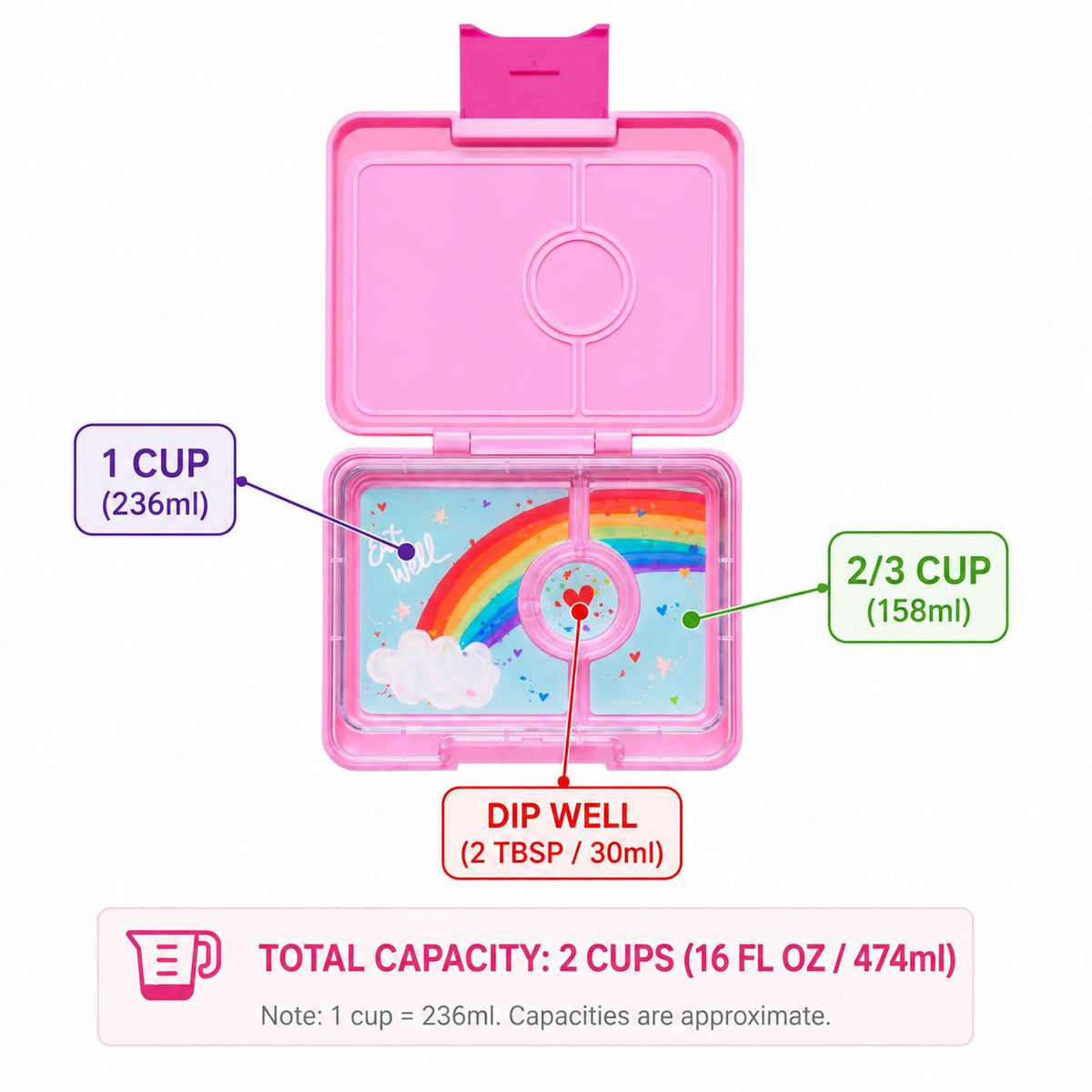 Snack Size Bento Lunch Box · Power Pink Rainbow
