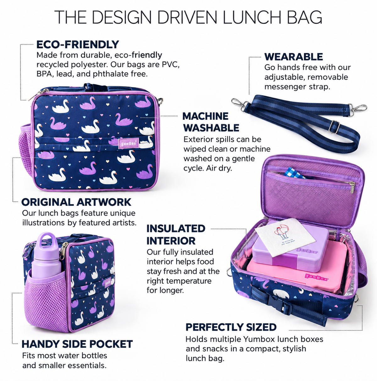 Insulated Large Lunch Bag – 3-Way Carry · Swan