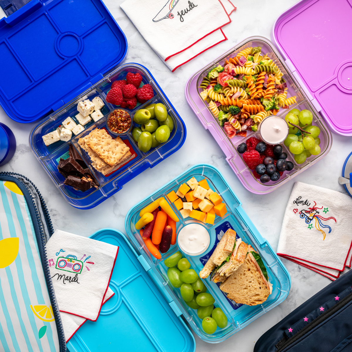 Tapas Large Leakproof Bento Lunch Box 5 Compartments · Antibes Blue Bon Appetite