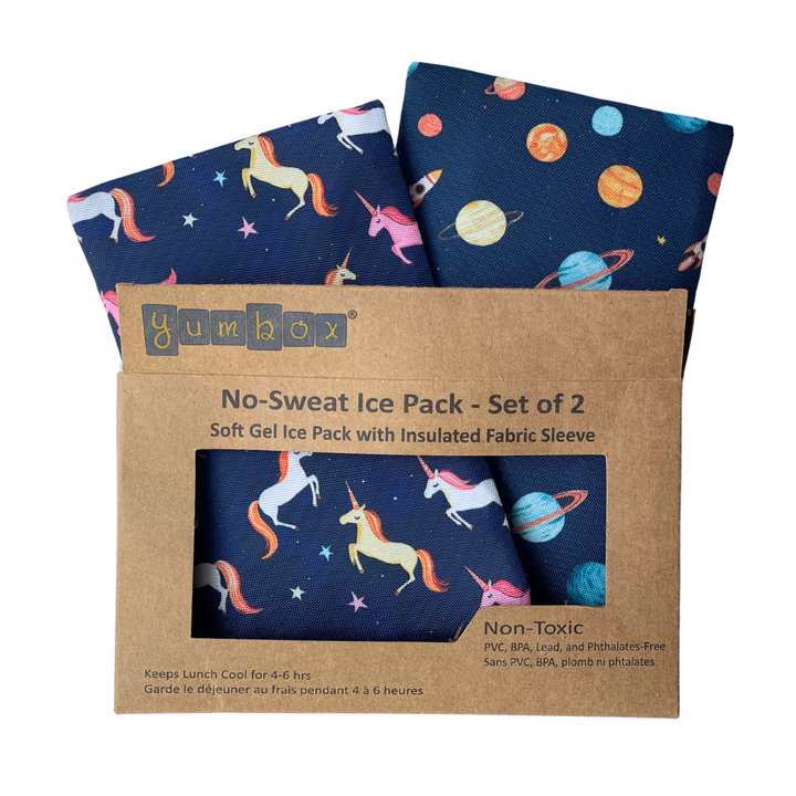 Gel Ice Packs in Fabric Sleeves 2-Pack - Space & Unicorns