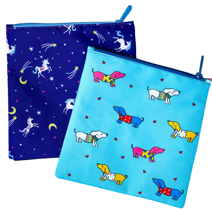 Reusable Sandwich Bag - Set of 2 - Unicorns & Doggies!