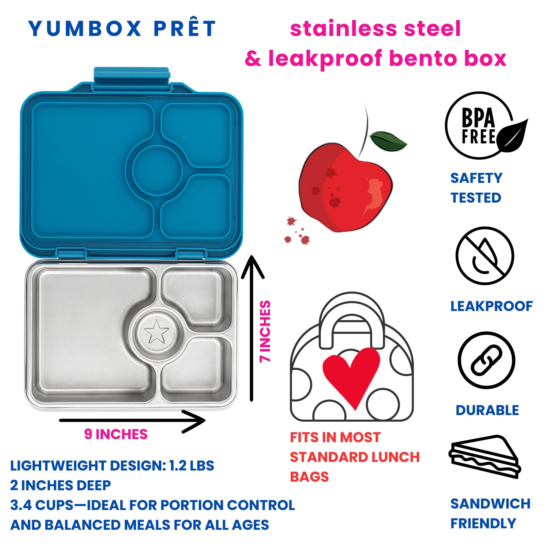 Stainless Steel Leakproof Bento Lunch Box for Kids & Adults – Yumbox