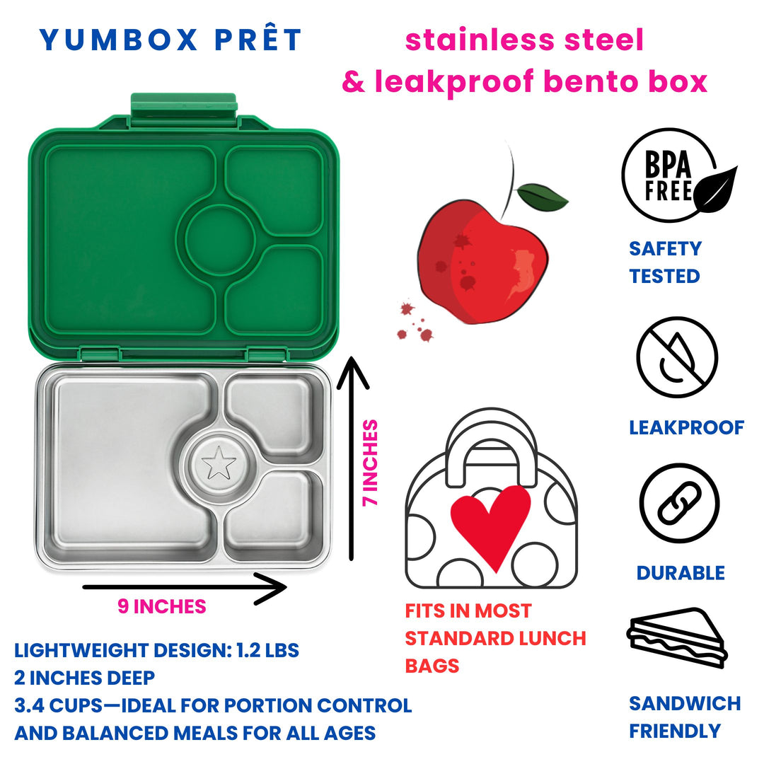 Yumbox Prêt – Leakproof Stainless Steel Bento - Pomme Green