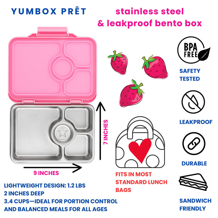 Yumbox Prêt – Leakproof Stainless Steel Bento - Versailles Pink