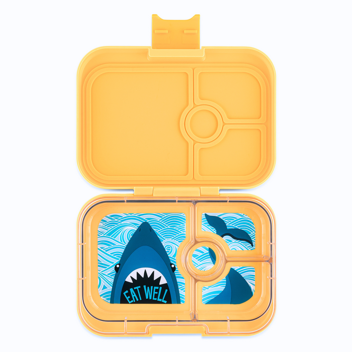 Leakproof Bento Box for Sandwiches - Yumbox Yoyo Yellow (Shark Tray)