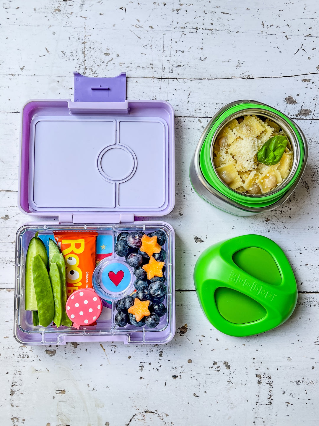 Yumbox Snack and thermal jar Cubi with pasta packed lunch combo for kids