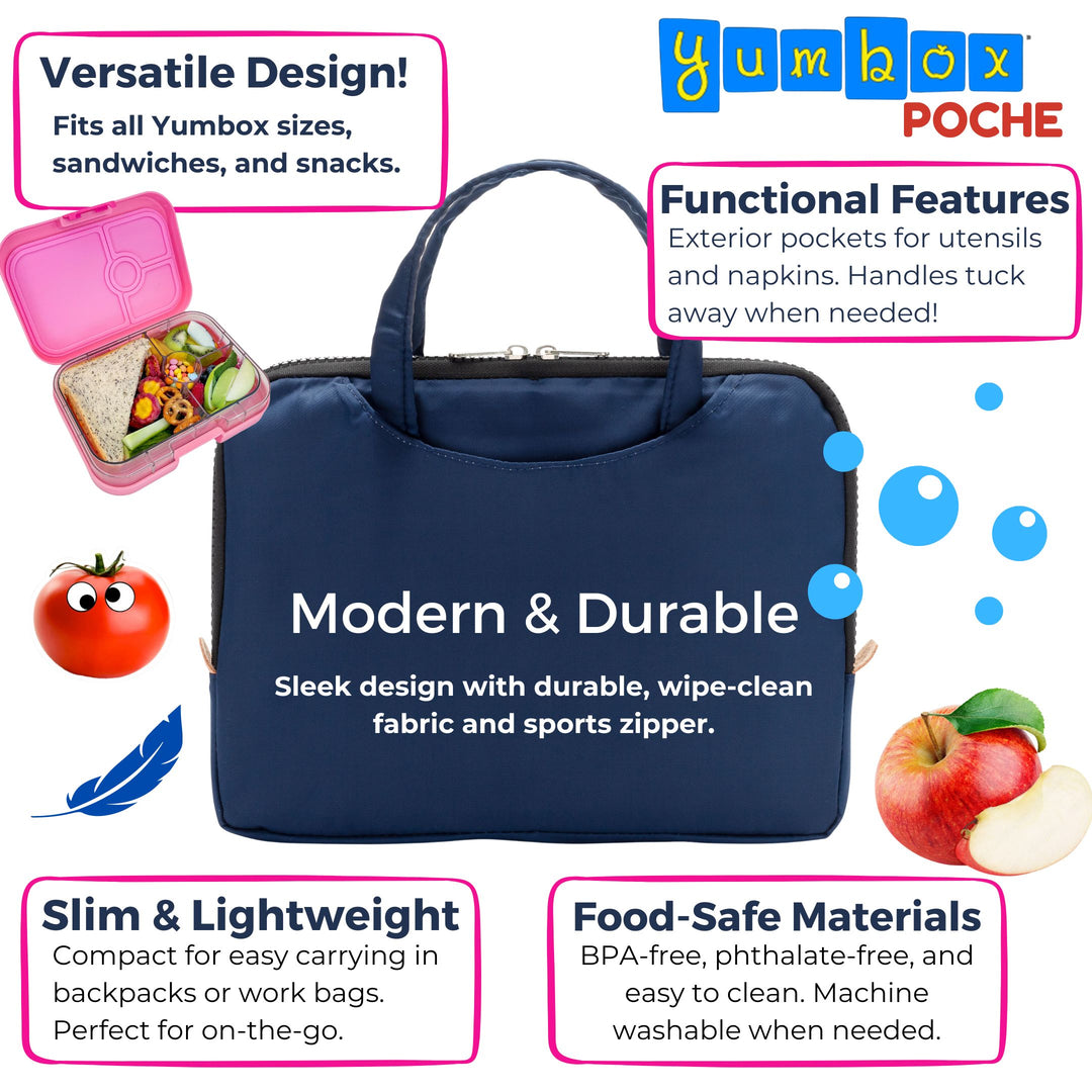 Yumbox Poche - Insulated Lunch Bag Sleeve with Handles - Navy