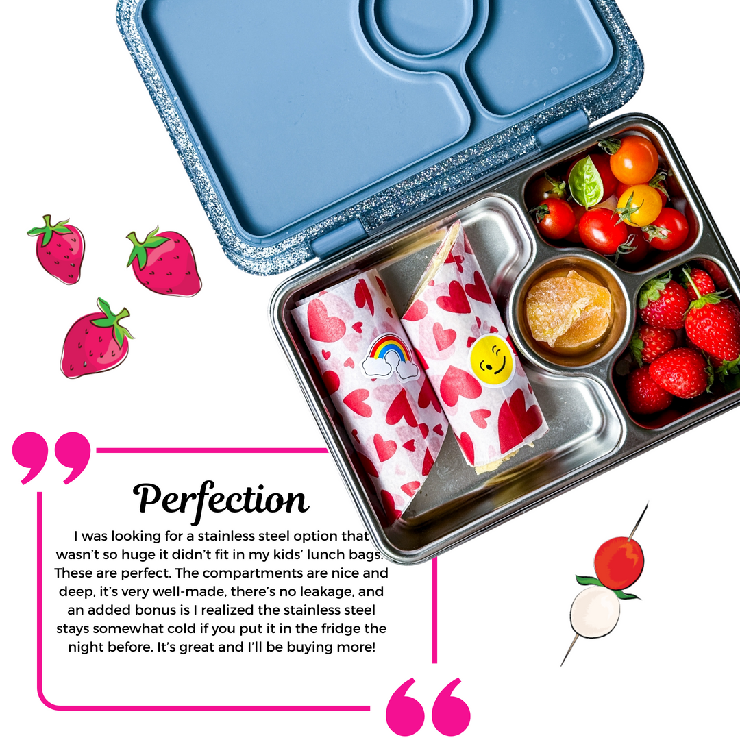 Yumbox Prêt – Leakproof Stainless Steel Lunch Box - Paris Blue Glitter