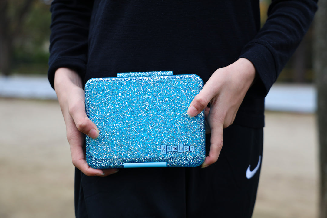 Snack Size Small Bento Lunch Box Twinkle Teal Glitter