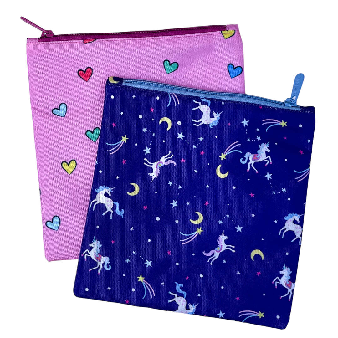 Reusable Sandwich Bag - Set of 2 - Hearts & Unicorns