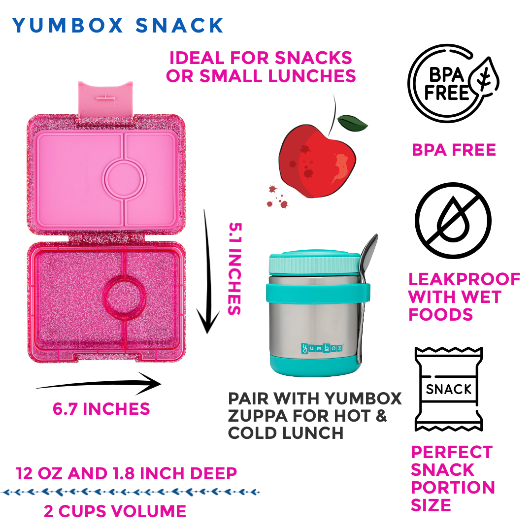 Snack Size Small Bento Lunch Box Sparkle Pink Glitter