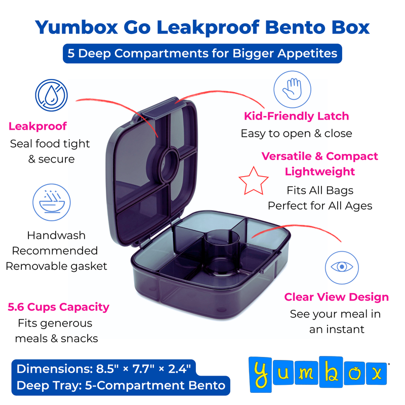 Yumbox Go – Large Deep Leakproof Bento Lunch Box, 5 Compartments