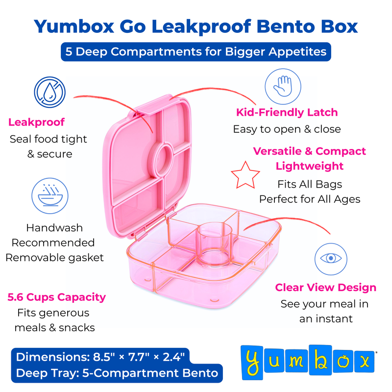 Yumbox Go – Large Deep Leakproof Bento Lunch Box, 5 Compartments