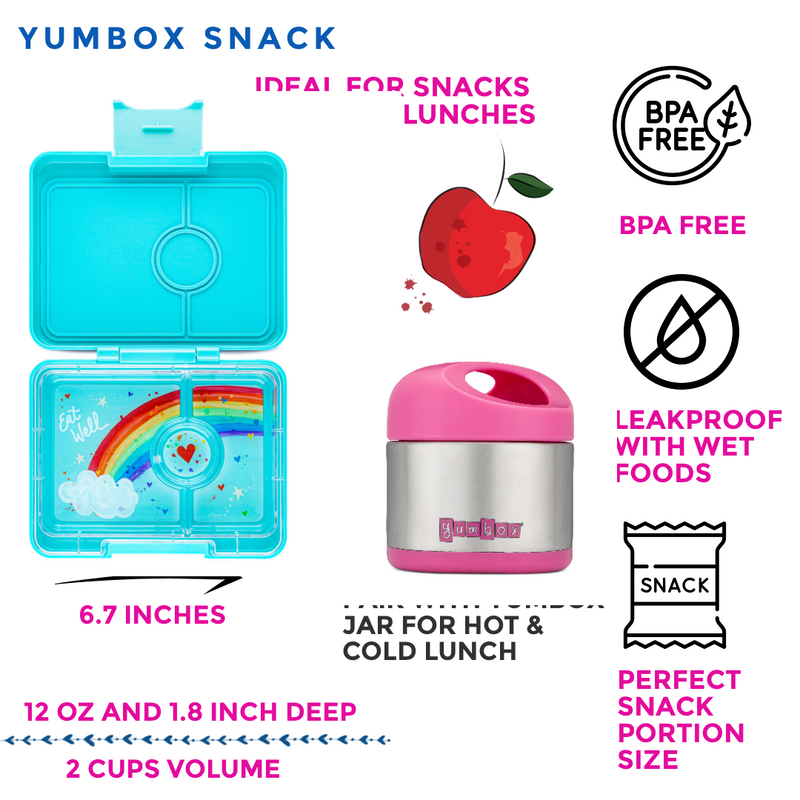 Snack Size Bento Lunch Box – Leakproof, 3 Compartments