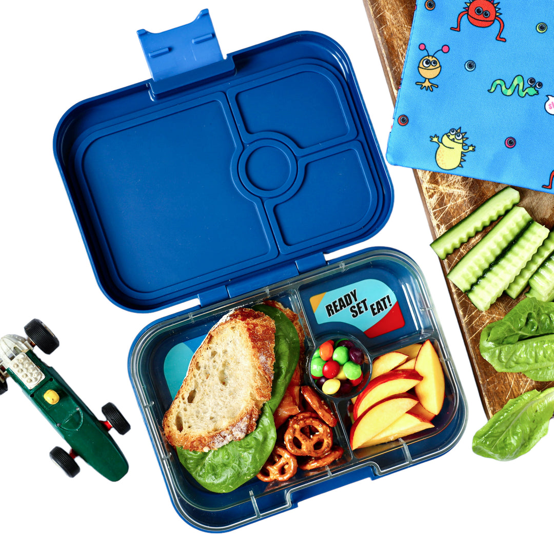 Yumbox Leakproof Bento Box Panino: 4-Compartment Kids & Adults Bento;  Perfect for Sandwich Packed Lunch; Compact 8.5x6x1.8; Healthy Portions  (Tropical