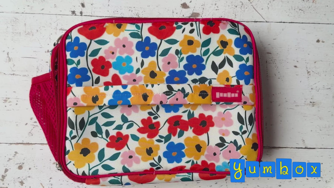 3 Ways to Carry - Yumbox Classic Lunch Bag – Insulated Poppy Flowers Print Lunch Tote for Stylish Kids & Adults