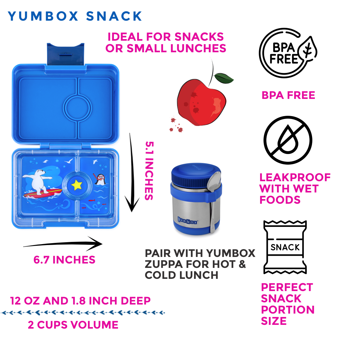 Snack Size Bento Lunch Box Surf Blue Polar Bear Yumbox