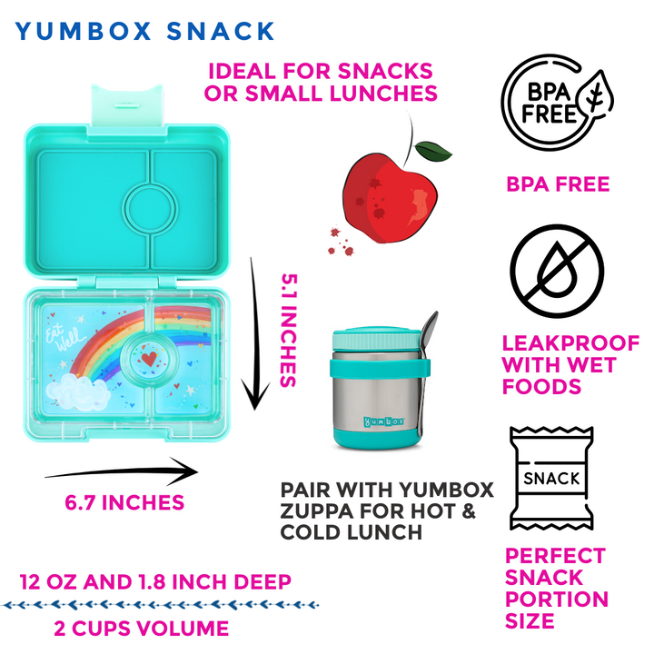 Snack Size Bento Lunch Box Tropical Aqua (Rainbow)