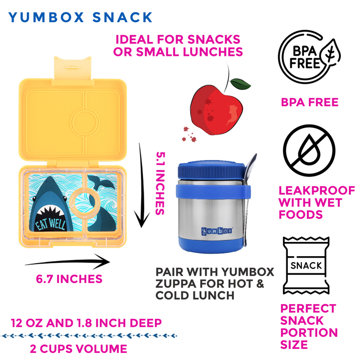 Snack Size Bento Lunch Box Yoyo Yellow (Shark)