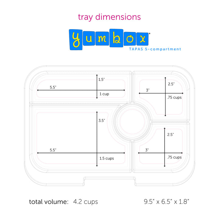 Leakproof Yumbox Tapas Bento Lunch Box - Monte Carlo Blue - 5 Compartment with Clear Blue Tray - Extra Large Size