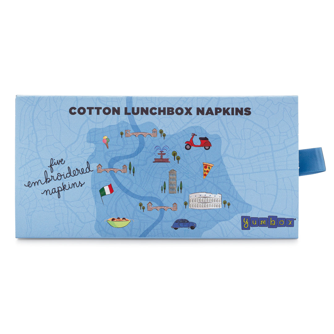 Reusable Embroidered Yumbox Cotton Napkin Set - Days of the Week in Italian