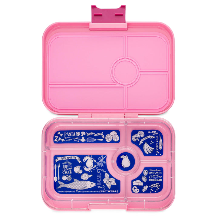 Leakproof Yumbox Tapas Bento Lunch Box - 5 Compartment - Capri Pink with Bon Appetit Tray