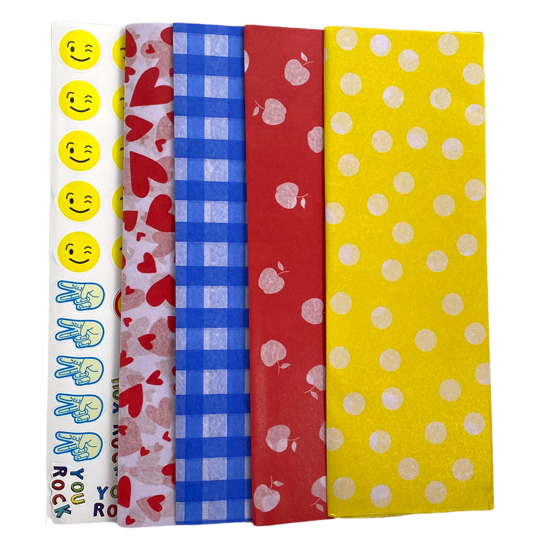 Yumbox Sandwich Paper Wrap - Hearts Set of 40 Sheets + Stickers