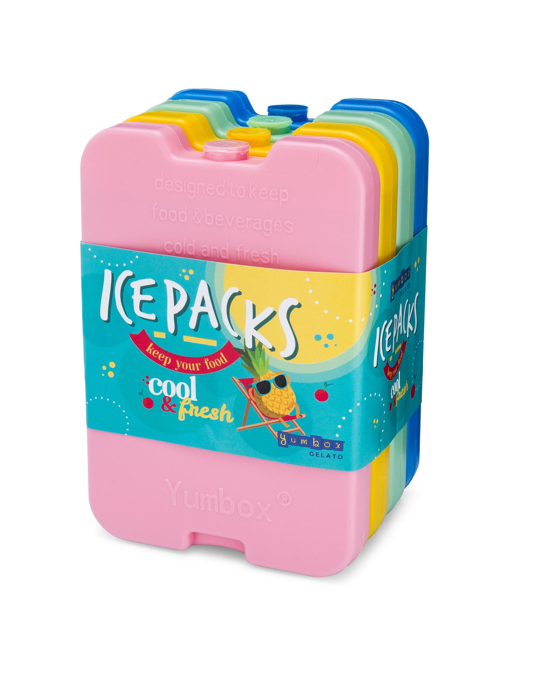 Yumbox Ice Packs - set of 4 Multi - Cool Pack, Slim Long-Lasting Ice P
