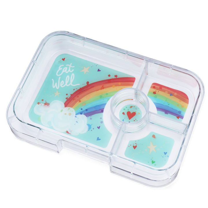 Leakproof Yumbox Tapas Bento Lunch Box - 4 Compartment - Capri Pink with Rainbow Tray