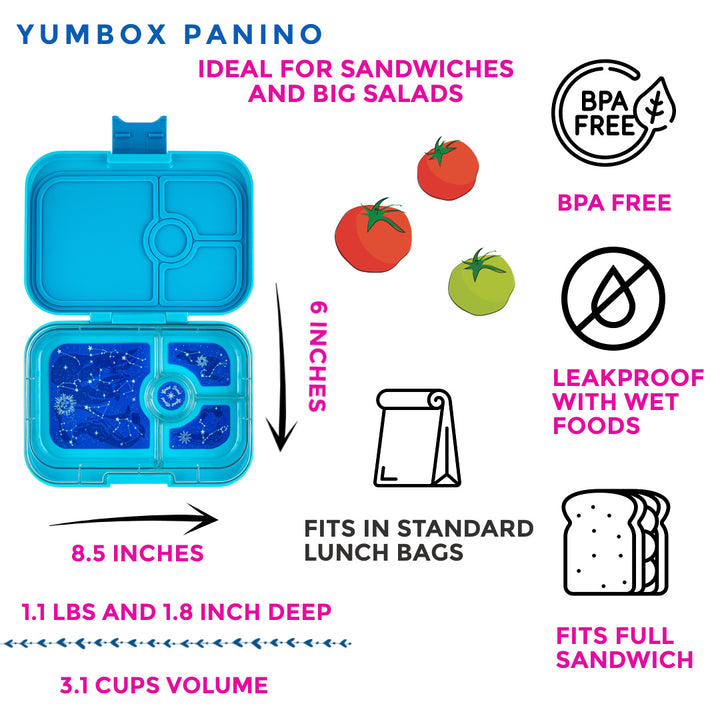 Leakproof Sandwich Friendly Bento Box - Yumbox Luna Aqua