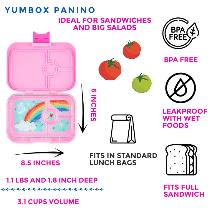 Leakproof Sandwich Friendly Bento Box - Yumbox Power Pink