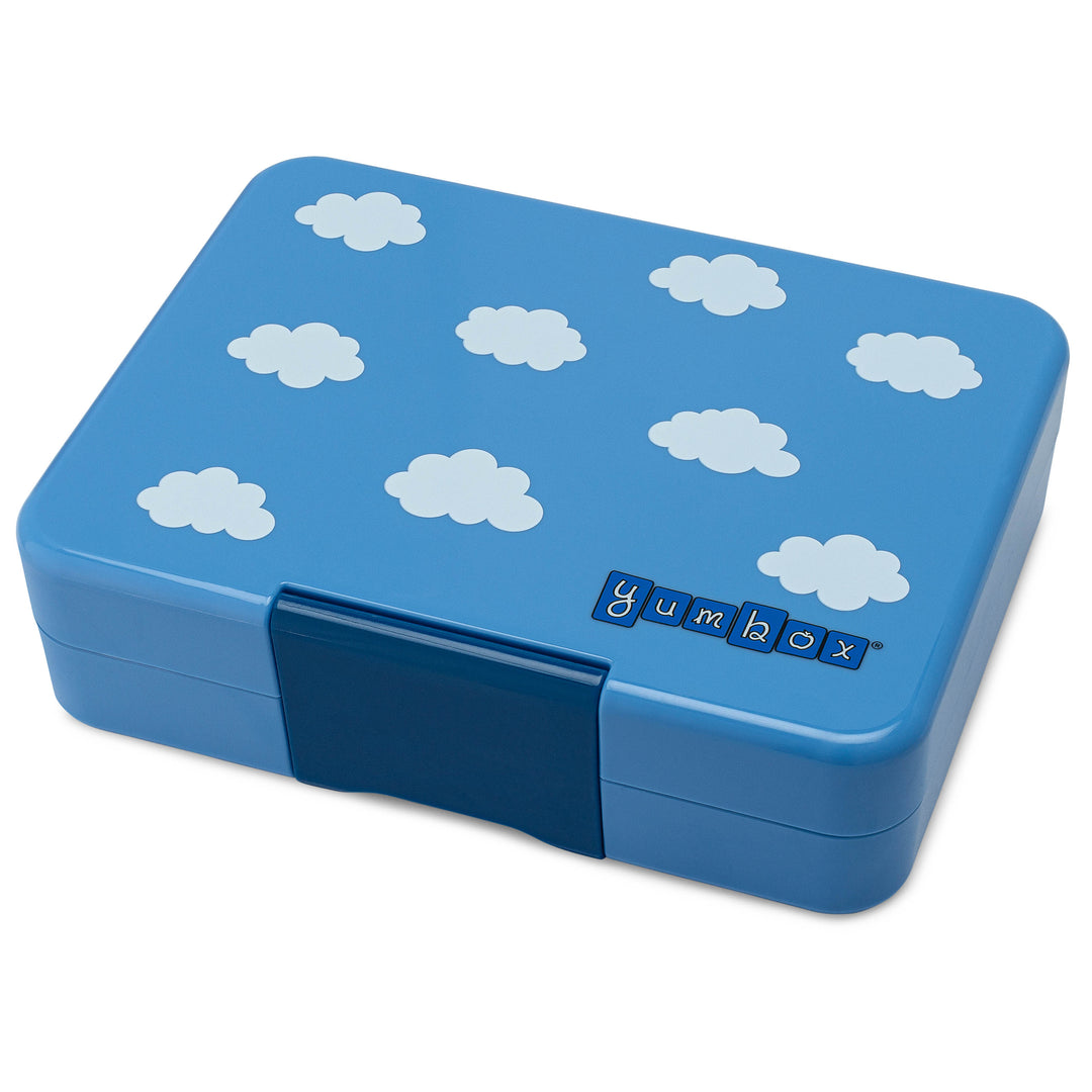 Snack Size Bento Lunch Box Sky Blue (Rainbow Tray with Clouds on Lid)