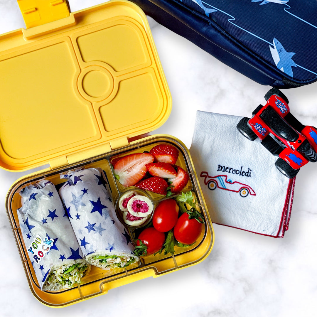 Leakproof Bento Box for Sandwiches - Yumbox Yoyo Yellow (Shark Tray)