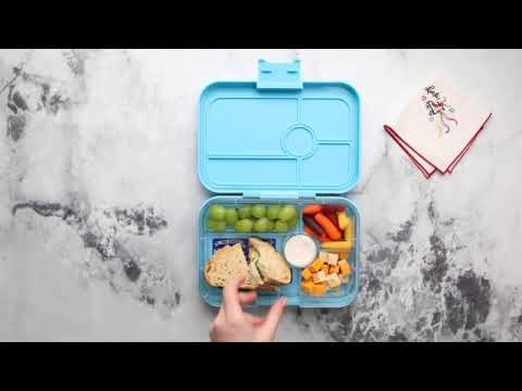 LEAKPROOF YUMBOX TAPAS BENTO LUNCH BOX - 5 COMPARTMENT - ANTIBES BLUE WITH BON APPETIT TRAY